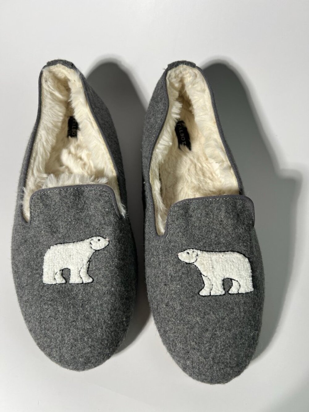 Talbots Fireside Polar Bear Slippers Gray Women’s Size 8M - Picture 1 of 14